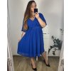 Šaty společenské elegantní plesové krátké krátký rukáv dámské (L/XL/2XL) FRANCOUZSKÁ MÓDA FMF24JOLANA/DU (Velikost XL/2XL, Barva modrá královská)