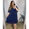 Šaty společenské elegantní plesové krátké krátký rukáv dámské (L/XL/2XL) FRANCOUZSKÁ MÓDA FMF24JOLANA/DU (Velikost XL/2XL, Barva modrá královská)