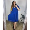 Šaty společenské elegantní plesové krátké krátký rukáv dámské (L/XL/2XL) FRANCOUZSKÁ MÓDA FMF24JOLANA/DU (Velikost XL/2XL, Barva modrá královská)