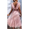 Šaty elegantní tylové společenské krátký rukáv dámské (S/M ONE SIZE) ITALSKÁ MÓDA IMM23M9663/DU (Velikost S/M/L, Barva béžová)