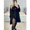 Kabát s kožíškem dlouhý rukáv dámský (S/M/L/XL ONE SIZE) ITALSKÁ MODA IM423351/DU (Velikost L/XL, Barva Černá)