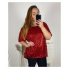 Tunika s flitrama prodloužená krátký rukáv dámská nadrozměr (2XL/3XL/4XL ONE SIZE) ITALSKÁ MÓDA IMC23LEXI/DU (Velikost 2XL/3XL, Barva Černá)