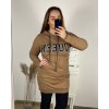 Šaty mikinové s kapucí dlouhý rukáv dámské (M/L/XLONE SIZE) ITALSKÁ MÓDA IMC23359/DR (Velikost L/XL, Barva hnědá camel)