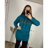 Šaty mikinové s kapucí dlouhý rukáv dámské (M/L/XLONE SIZE) ITALSKÁ MÓDA IMC23359/DR (Velikost L/XL, Barva hnědá camel)