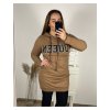 Šaty mikinové s kapucí dlouhý rukáv dámské (M/L/XLONE SIZE) ITALSKÁ MÓDA IMC23359/DR (Velikost L/XL, Barva hnědá camel)