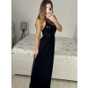 Šaty dlouhé elegantní s flitry na ramínka dámské (S/M ONE SIZE) ITALSKÁ MÓDA IMPMD2329979C/DU (Velikost S/M/L, Barva Černá)