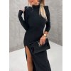 Šaty dlouhé elegantní se stojáčkem dlouhý rukáv dámské (S/M ONE SIZE) ITALSKÁ MÓDA IMWCH234476/DR
