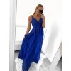 Šaty dlouhé společenské elegantní plesové na ramínka dámské (L/XL ONE SIZE) ITALSKÁ MÓDA IMM22XF-A322/DU (Velikost L/XL, Barva modrá královská)