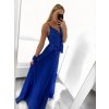 Šaty dlouhé společenské elegantní plesové na ramínka dámské (L/XL ONE SIZE) ITALSKÁ MÓDA IMM22XF-A322/DU (Velikost L/XL, Barva modrá královská)