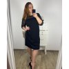 Šaty elegantní dlouhý rukáv dámské nadrozměr (42-50) POLSKÁ MÓDA PMLTR24K-872/DU (Velikost 42, Barva Černá)