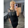 Šaty elegantní dlouhý rukáv dámské nadrozměr (42-50) POLSKÁ MÓDA PMLTR24K-872/DU (Velikost 42, Barva Černá)