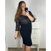 Šaty elegantní dlouhý rukáv dámské nadrozměr (42-50) POLSKÁ MÓDA PMLTR24K-750/DU (Velikost 42, Barva Černá)