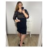 Šaty elegantní dlouhý rukáv dámské nadrozměr (42-50) POLSKÁ MÓDA PMLTR24K-750/DU (Velikost 42, Barva Černá)