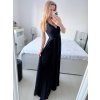 Šaty dlouhé elegantní společenské na ramínka dámské  (M/L ONE SIZE) ITALSKá MóDA IM42380566/DUR (Velikost M/L, Barva Černá)