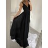 Šaty dlouhé elegantní společenské na ramínka dámské  (M/L ONE SIZE) ITALSKá MóDA IM42380566/DUR (Velikost M/L, Barva Černá)