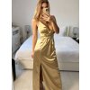 Šaty dlouhé společenské na ramínka dámské (S/M ONE SIZE) ITALSKÁ MÓDA IMPSH236505/DUR (Velikost S/M/L, Barva zlatá)