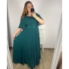 Šaty dlouhé společenské krátký rukáv dámské nadrozměr (XL/2XL ONE SIZE) ITALSKÁ MÓDA IMPSH2350260/DU (Velikost XL/2XL, Barva zelená smaragdová)