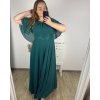 Šaty dlouhé společenské krátký rukáv dámské nadrozměr (XL/2XL ONE SIZE) ITALSKÁ MÓDA IMPSH2350260/DU (Velikost XL/2XL, Barva zelená smaragdová)