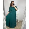 Šaty dlouhé společenské krátký rukáv dámské nadrozměr (XL/2XL ONE SIZE) ITALSKÁ MÓDA IMPSH2350260/DU (Velikost XL/2XL, Barva zelená smaragdová)