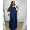 Šaty dlouhé společenské krátký rukáv dámské nadrozměr (XL/2XL ONE SIZE) ITALSKÁ MÓDA IMPSH2350260/DU (Velikost XL/2XL, Barva zelená smaragdová)