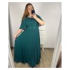 Šaty dlouhé společenské krátký rukáv dámské nadrozměr (XL/2XL ONE SIZE) ITALSKÁ MÓDA IMPSH2350260/DU (Velikost XL/2XL, Barva zelená smaragdová)