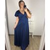 Šaty dlouhé společenské krátký rukáv dámské nadrozměr (XL/2XL BIG SIZE) ITALSKÁ MÓDA IMPSH245441A/DUR (Velikost XL/2XL, Barva béžová)
