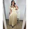 Šaty dlouhé společenské krátký rukáv dámské nadrozměr (XL/2XL BIG SIZE) ITALSKÁ MÓDA IMPSH245441A/DUR (Velikost XL/2XL, Barva béžová)