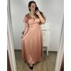 Šaty dlouhé společenské krátký rukáv dámské nadrozměr (XL/2XL BIG SIZE) ITALSKÁ MÓDA IMPSH245441A/DUR (Velikost XL/2XL, Barva béžová)