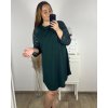 Šaty elegantní dlouhý rukáv dámské nadrozměr (3XL/4XL ONE SIZE) ITALSKá MóDA IM424BELLA/DU (Velikost 3XL/4XL, Barva Černá)