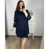 Šaty elegantní dlouhý rukáv dámské nadrozměr (3XL/4XL ONE SIZE) ITALSKá MóDA IM424BELLA/DU (Velikost 3XL/4XL, Barva Černá)