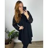 Šaty elegantní dlouhý rukáv dámské nadrozměr (3XL/4XL ONE SIZE) ITALSKá MóDA IM424BELLA/DU (Velikost 3XL/4XL, Barva Černá)