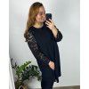 Šaty elegantní dlouhý rukáv dámské nadrozměr (3XL/4XL ONE SIZE) ITALSKá MóDA IM424BELLA/DU (Velikost 3XL/4XL, Barva Černá)