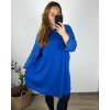 Šaty elegantní dlouhý rukáv dámské nadrozměr (3XL/4XL ONE SIZE) ITALSKá MóDA IM424BELLA/DU (Velikost 3XL/4XL, Barva Černá)