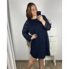 Šaty elegantní dlouhý rukáv dámské nadrozměr (3XL/4XL ONE SIZE) ITALSKá MóDA IM424BELLA/DU (Velikost 3XL/4XL, Barva Černá)