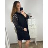 Šaty elegantní dlouhý rukáv dámské nadrozměr (3XL/4XL ONE SIZE) ITALSKá MóDA IM424BELLA/DU (Velikost 3XL/4XL, Barva Černá)