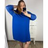 Šaty elegantní dlouhý rukáv dámské nadrozměr (3XL/4XL ONE SIZE) ITALSKá MóDA IM424BELLA/DU (Velikost 3XL/4XL, Barva Černá)