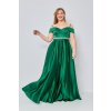 Šaty dlouhé elegantní společenské carmen dámské nadrozměr (42-48) FRANCOUZSKÁ MÓDA FMPEL23PATRICIAQS-3/DUR (Velikost 42, Barva zelená smaragdová)
