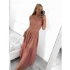 Šaty dlouhé společenské plesové bez rukávu dámské (S/M ONE SIZE) ITALSKÁ MÓDA IMHMS23148/DU (Velikost S/M/L, Barva béžová krémová)