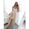 Šaty dlouhé společenské plesové bez rukávu dámské (S/M ONE SIZE) ITALSKÁ MÓDA IMHMS23148/DU (Velikost S/M/L, Barva béžová krémová)