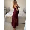 Šaty dlouhé společenské plesové bez rukávu dámské (S/M ONE SIZE) ITALSKÁ MÓDA IMHMS23148/DU (Velikost S/M/L, Barva béžová krémová)