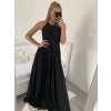 Šaty elegantní společenské dlouhé na ramínka dámské (S/M ONE SIZE) ITALSKá MóDA IMM2218806/DU (Velikost S/M/L, Barva Černá)