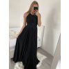 Šaty elegantní společenské dlouhé na ramínka dámské (S/M ONE SIZE) ITALSKá MóDA IMM2218806/DU (Velikost S/M/L, Barva Černá)