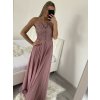 Šaty elegantní společenské dlouhé na ramínka dámské (S/M ONE SIZE) ITALSKá MóDA IMM2218806/DU (Velikost S/M/L, Barva Černá)
