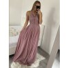 Šaty elegantní společenské dlouhé na ramínka dámské (S/M ONE SIZE) ITALSKá MóDA IMM2218806/DU (Velikost S/M/L, Barva Černá)