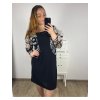 Šaty elegantní společenské 3/4 rukáv dámské nadrozměr (44-52) POLSKÁ MÓDA PMFF24BENE/DUR (Velikost 44, Barva Černá)