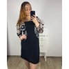 Šaty elegantní společenské 3/4 rukáv dámské nadrozměr (44-52) POLSKÁ MÓDA PMFF24BENE/DUR (Velikost 44, Barva Černá)