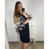 Šaty elegantní společenské 3/4 rukáv dámské nadrozměr (44-52) POLSKÁ MÓDA PMFF24BENE/DUR (Velikost 44, Barva Černá)