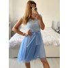 Šaty společenské krátké tylové krajkové dámské (S/M/L ONE SIZE) ITALSKá MóDA IMHMS23173/DUR (Velikost M/L, Barva bílá)