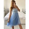 Šaty společenské krátké tylové krajkové dámské (S/M/L ONE SIZE) ITALSKá MóDA IMHMS23173/DUR (Velikost M/L, Barva bílá)