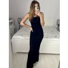 Šaty dlouhé společenské třpytivé na ramínka dámské (S/M ONE SIZE) ITALSKÁ MÓDA IMPMD2319096/DU (Velikost S/M/L, Barva Černá)